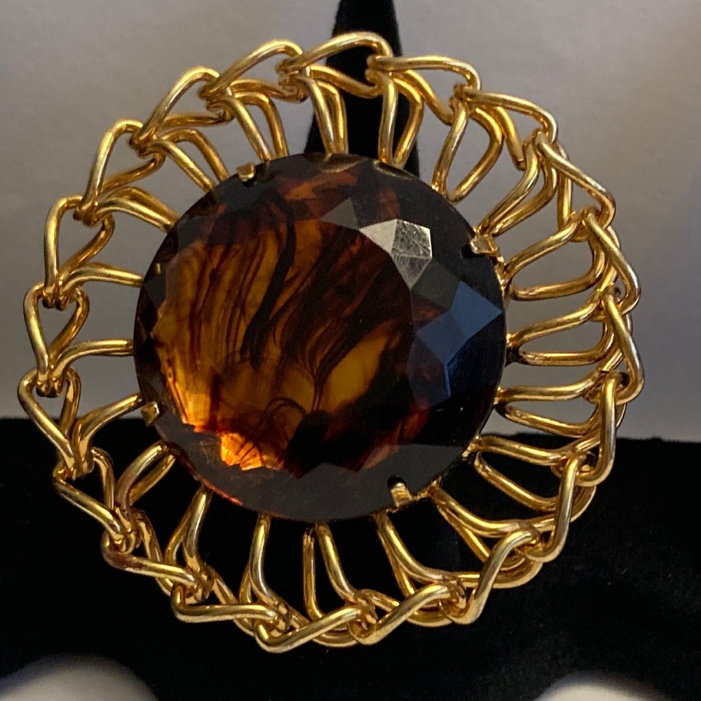 Sunflower Gold Tone Wire Large Statement Ring Size 6.5
